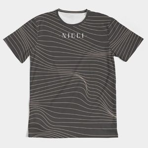 Grey wash white line Tee shirt